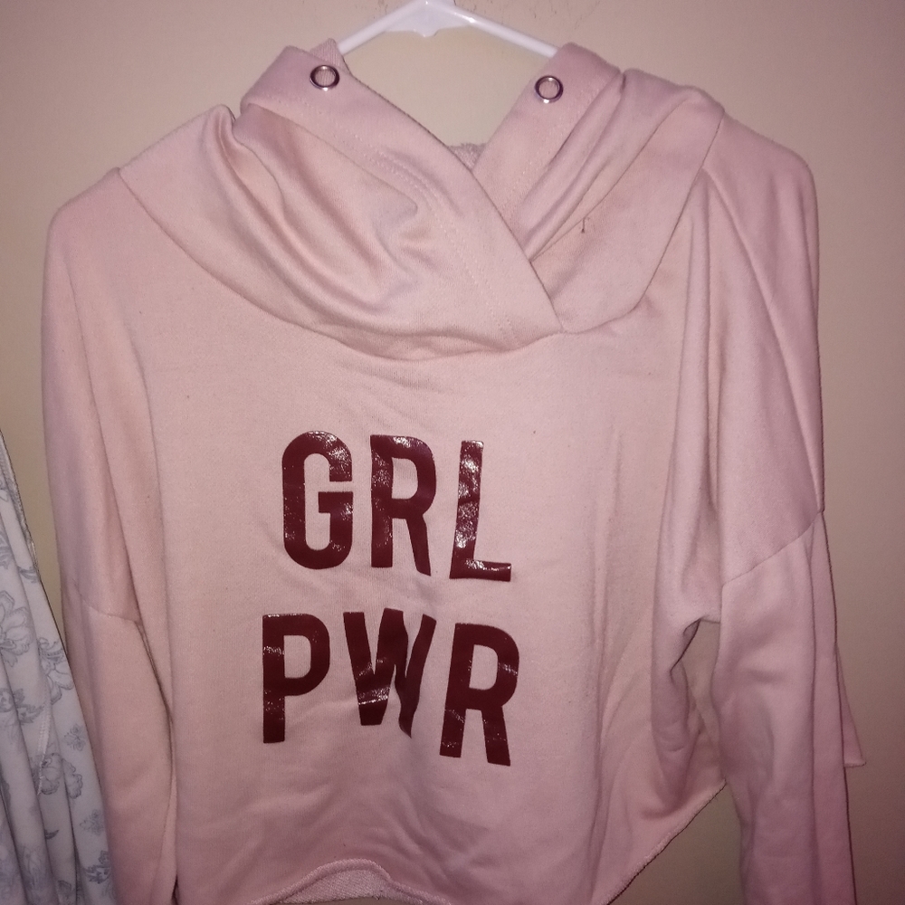 Pink crop top hoodie